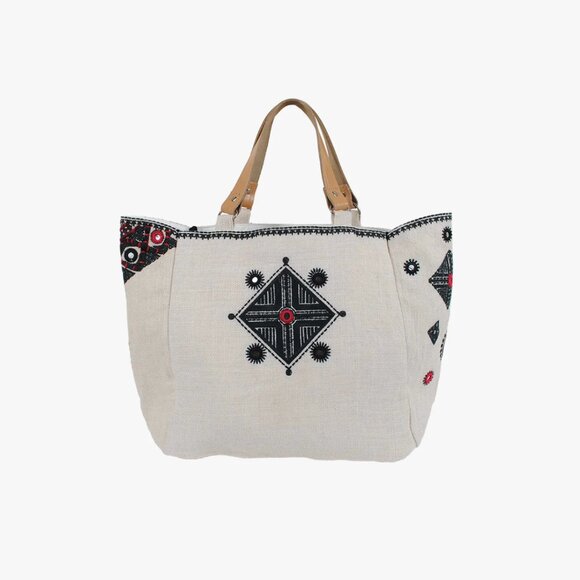 Star Mela Embroidered Jute Tote Bag - Picture 2 of 9